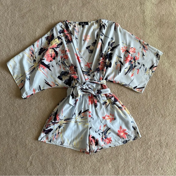 Lulus Paraiso Light Blue Kimono Romper size Small - Picture 2 of 5